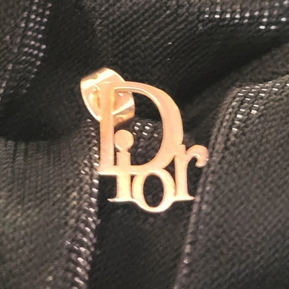 Christian Dior Rose Gold Oblique Dior Logo Moniker Stud Earrings